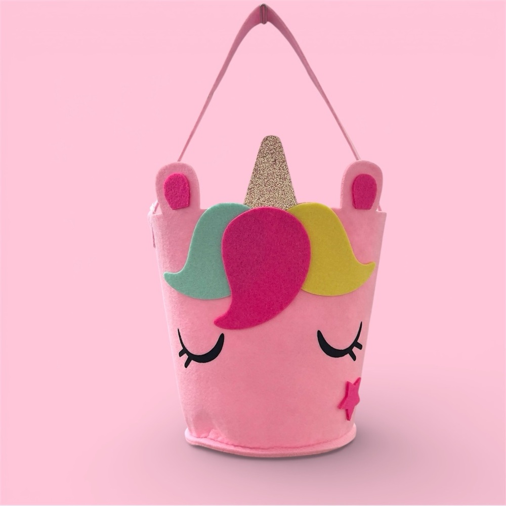 Easter Buckets Colorful Felt Basket with 10 Piece Assorted Easter Eggs